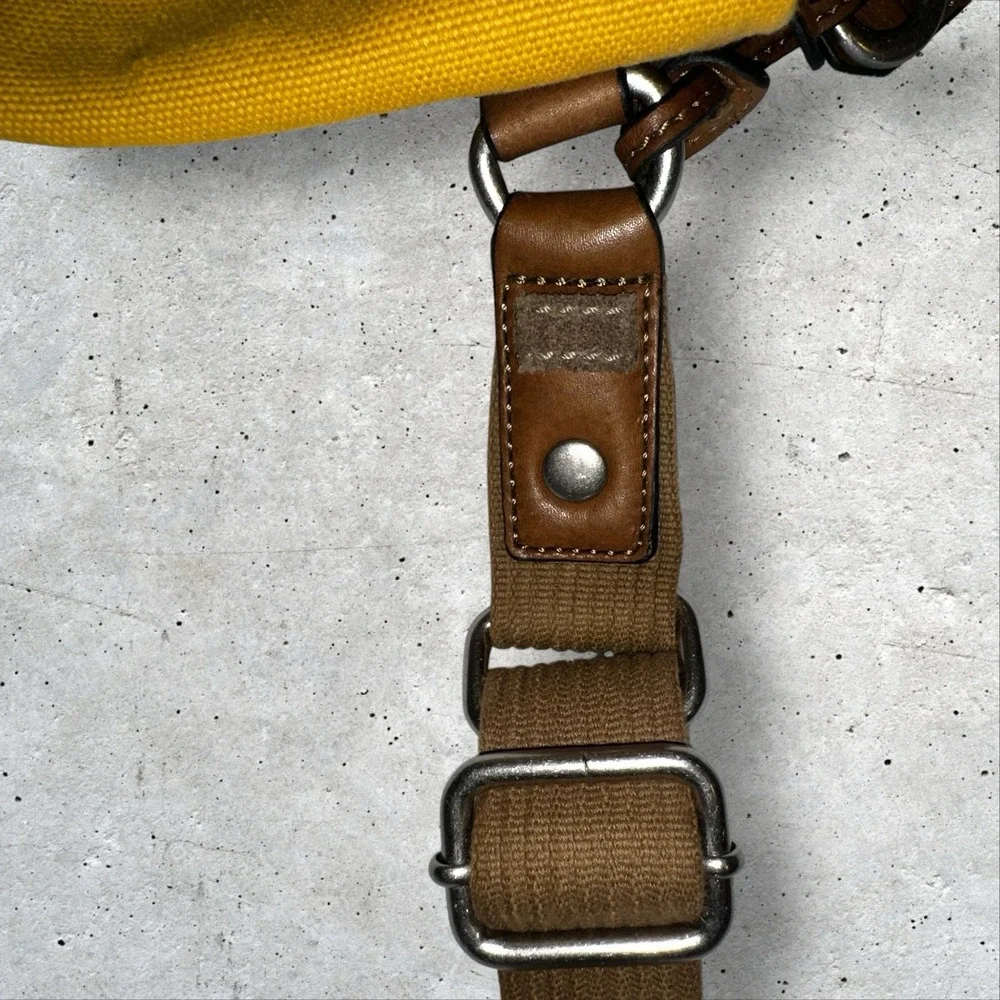 Vintage Fossil Cargo Shoulder Bag Purse Utility Hobo Canvas‎ Safari Yellow - Picture 8 of 16